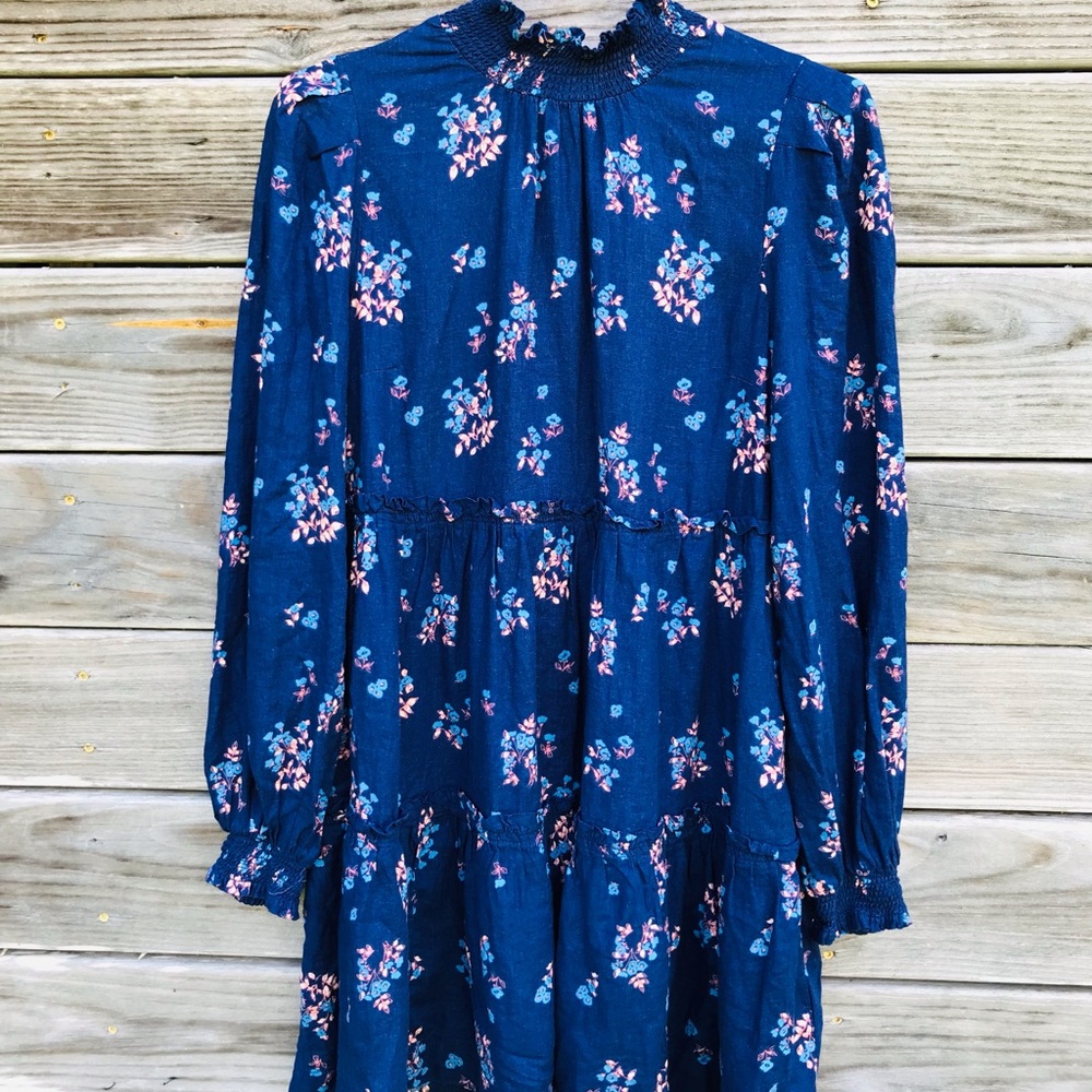 Free People Petit Fours Floral High Neck Open Back Mini Dress Women’s SZ S